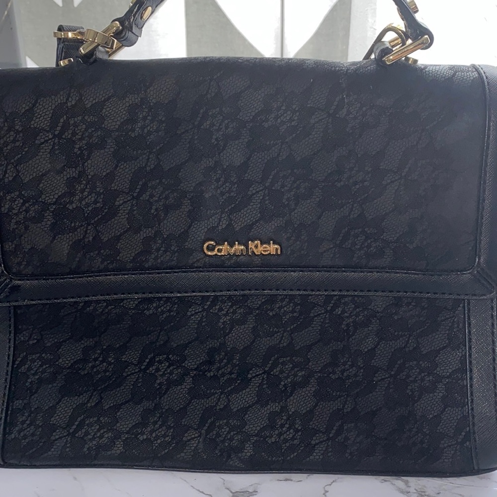 Calvin Klein Black flower print bag